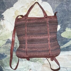 Free People X Yuma Woven Leather Convertible Backpack